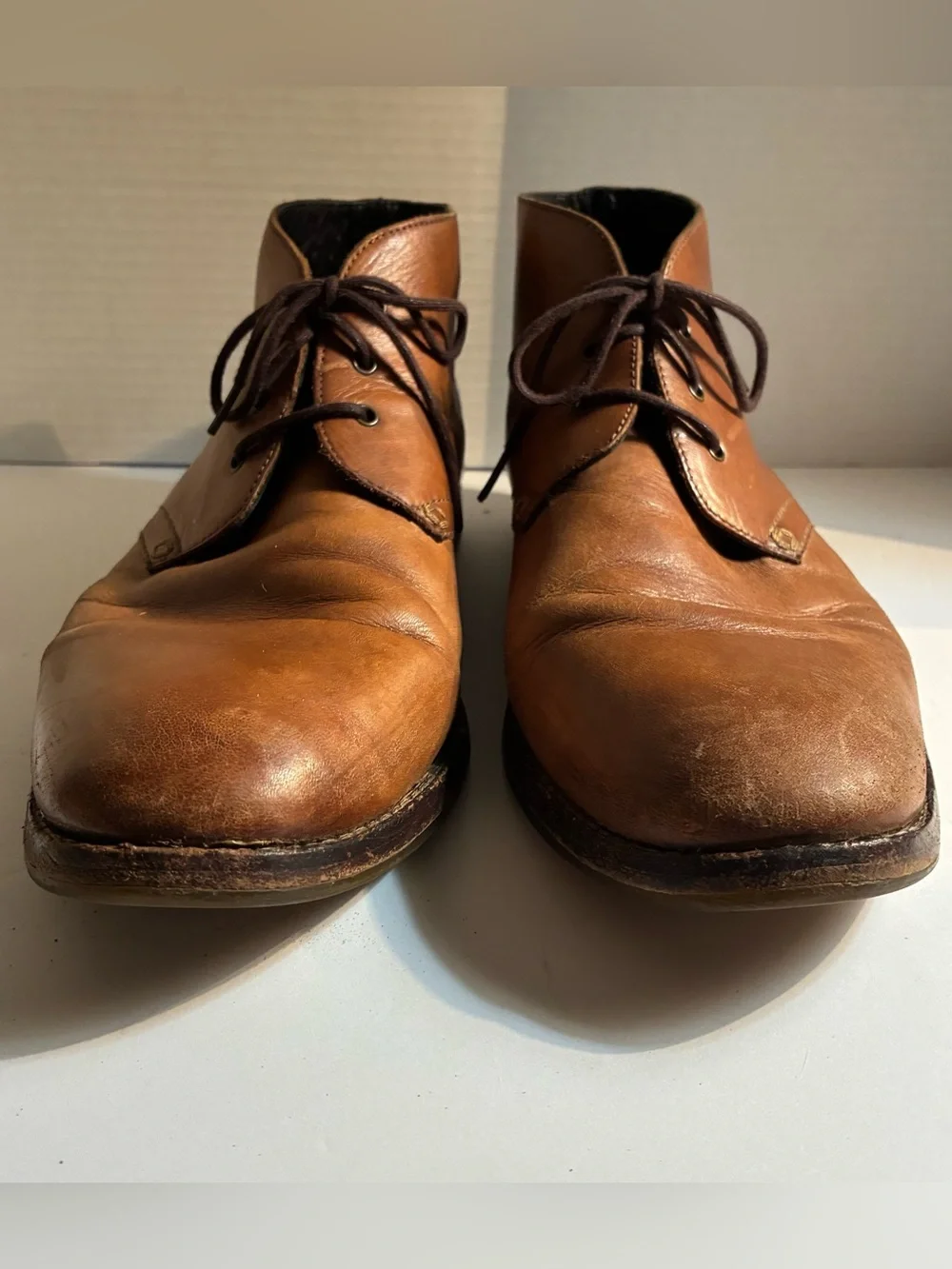 Vintage Men's Brown Leather Chukka Boots - Sleek Lace-Up Comfort Men’s 44 (10)